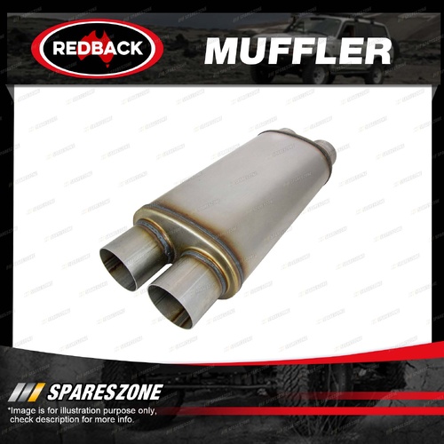 Redback Universal X Pipe Muffler - 203mm 8" x 127mm 5" 409 Stainless Steel
