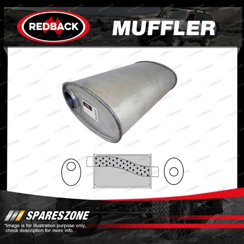 Redback Universal Muffler - 11" X 6" Oval 18" Long 2 1/4" Offset/Centre Megaflow