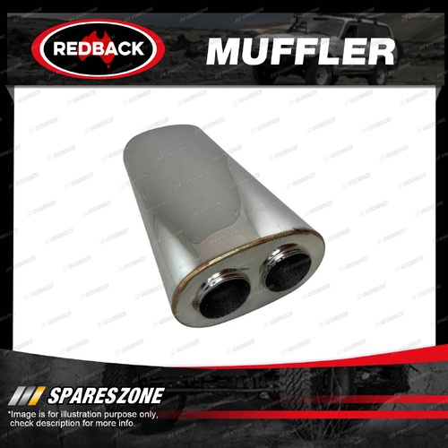 Redback Performance Oval Muffler - 3.5" In Twin 3" Out 10"x6" Barrel 20" Long