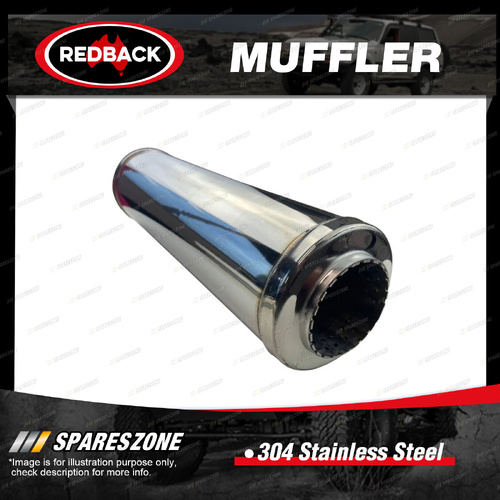 Redback Universal Muffler - 14" Long 2.5" Inlet 4" Round Tig Welded Chambered