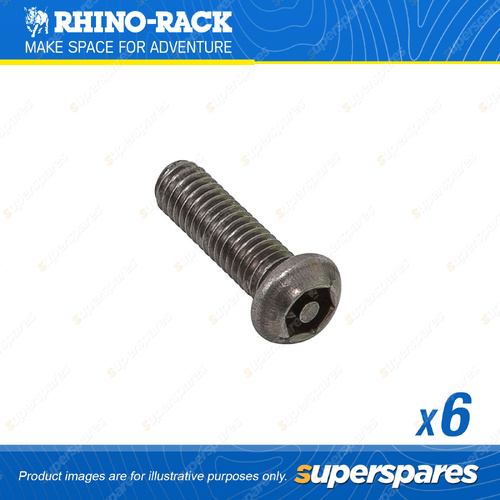 Rhino Rack M6 x 20mm Button Security Screw B062-BP in a Pack of 6 - Spare Parts