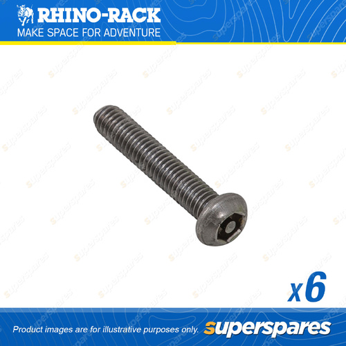Rhino Rack M6 x 32mm Stainless Steel Button Security Screw B064-BP - 6 Pack