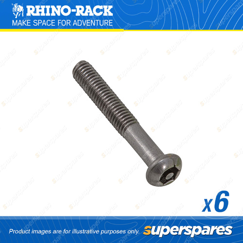 Rhino Rack M6 x 40mm Stainless Steel Button Head Security Screw B085-BP - 6 Pack