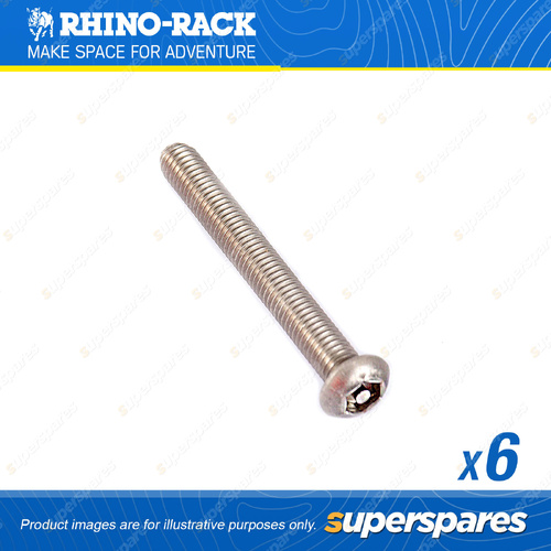Rhino Rack M6 x 50mm Stainless Steel Button Head Security Screw B128-BP - 6 Pack