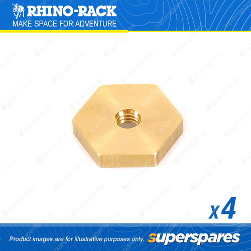 Rhino Rack M6 x 21.43mm x 4.4mm Brass Hex Nut N009-BP - Pack of 4 - Replacement