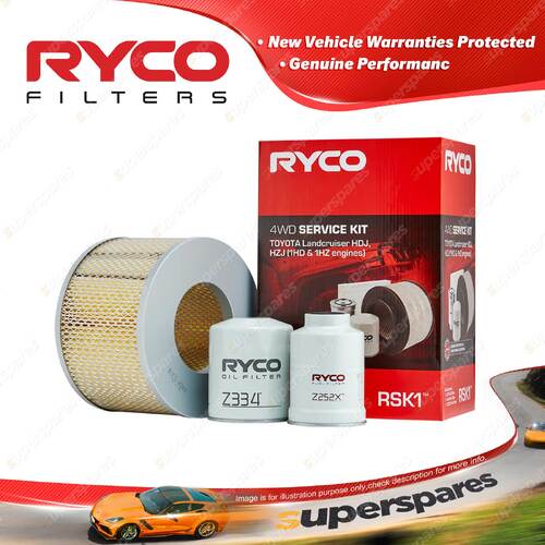 Ryco Oil Air Fuel Filter Service Kit for Toyota Landcruiser HDJ78 HDJ81 PZJ70