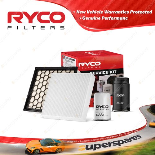 Ryco Oil Air Fuel Cabin Filter Service Kit for Ldv T60 2.8L 4Cyl 2016-on