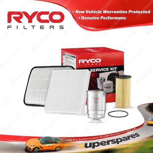 Ryco Oil Air Fuel Cabin Filter Service Kit for Jeep Wrangler JK 2.8L 4Cyl