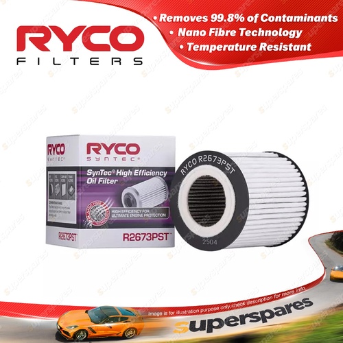 Ryco Syntec Oil Filter for BMW 3 Series X4 Height 82mm Diameter 38mm x 74.5mm