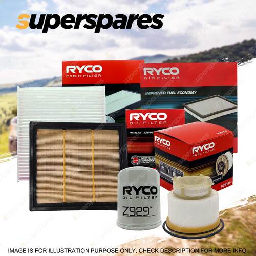 Ryco 4WD Air Oil Fuel Cabin Filter Service Kit for Isuzu D-Max 07/2012 - on MU-X