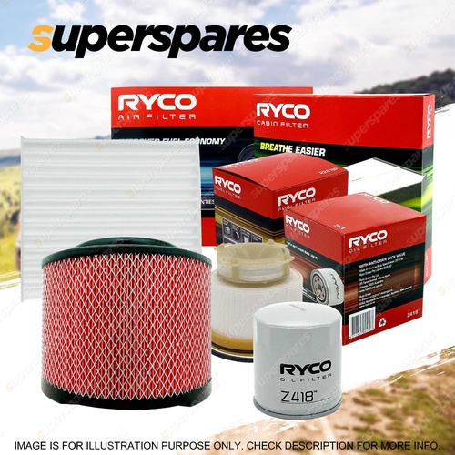 Ryco 4WD Air Oil Fuel Cabin Filter Service Kit for Toyota Hilux KUN16 KUN26