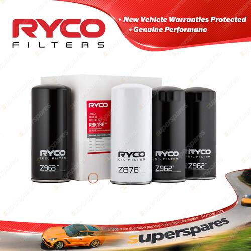 Ryco Oil Fuel Filter Service Kit for Volvo FM9 FM12 FH12 D9A D12D Engine