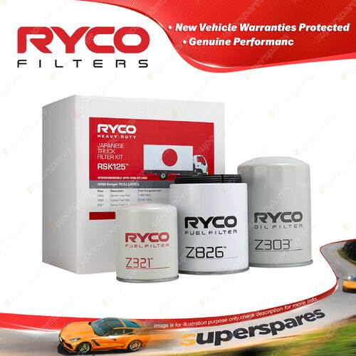 Ryco HD Filter Service Kit RSK125 for HINO Ranger FC3J J07C Spin-on Fuel Oil
