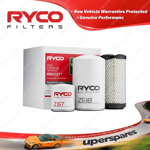 Ryco Oil Air Fuel Filter Service Kit for ICE Pack Kubota System RSK237