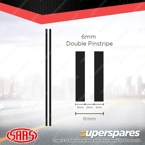 SAAS Double Pinstripe Line Car Tape Decals Stickers Black 6mm x 10 Metres