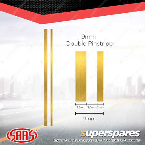 SAAS Double Pinstripe Line Car Tape Decals Stickers Gold 9mm x 10 Metres