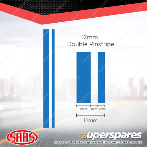 SAAS Double Pinstripe Line Car Tape Decals Stickers Medium Blue 12mm x 10 Metres