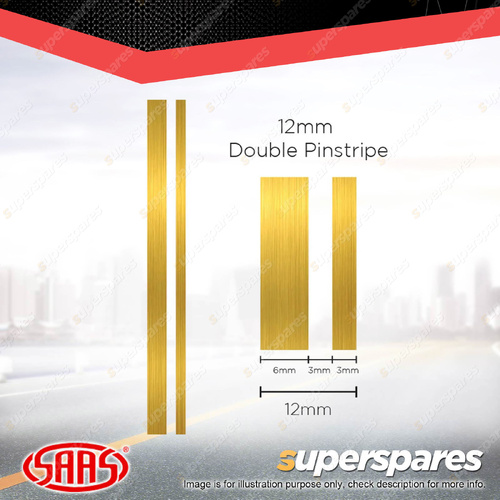 SAAS Double Pinstripe Line Car Tape Decals Stickers Gold 12mm x 10 Metres