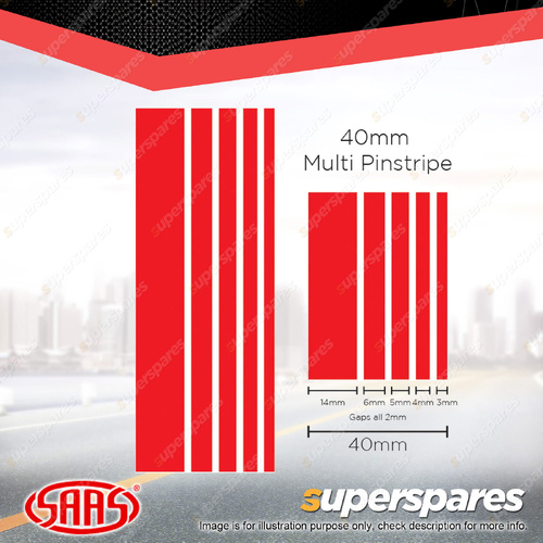 SAAS Multi Pinstripe Car Tape Decals Stickers Red 40mm x 10 Metres