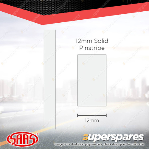 SAAS Pinstripe Solid Line Car Tape Decals Stickers White 12mm x 10 Metres