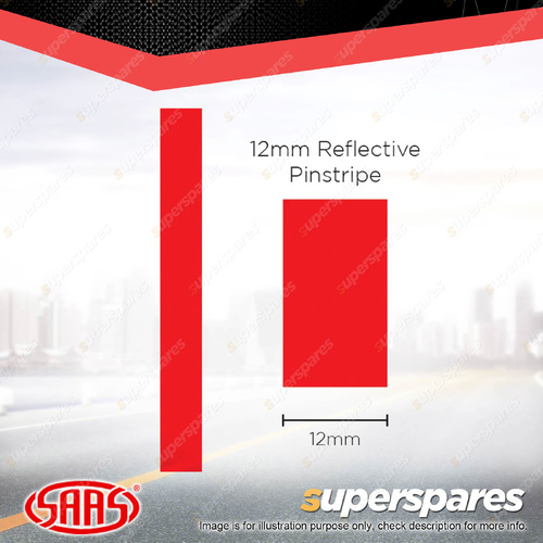 SAAS Reflective Pinstripe Car Tape Decals Stickers Red 12mm x 1 Metres