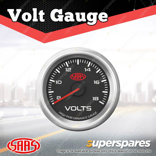 SAAS Electronic Volt Gauge 52mm Black Face Multi Colour Muscle Series 3