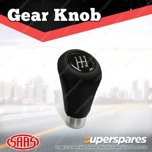 SAAS Car Gear Stick Shift Knob - Classic Black Stitch on Black Leather