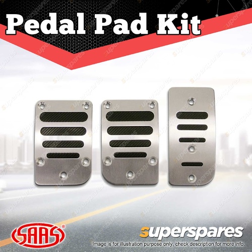 SAAS Pedal Pad Kit Black Aluminium Finish Suits Manual Transmission