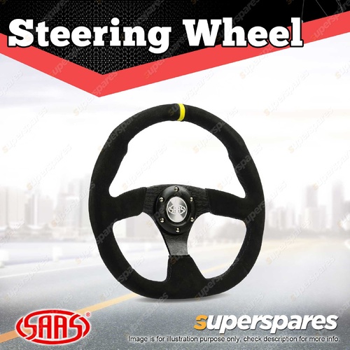 SAAS Steering Wheel 14 Inch Black Suede Flat Bottom + Indicator ADR Complied