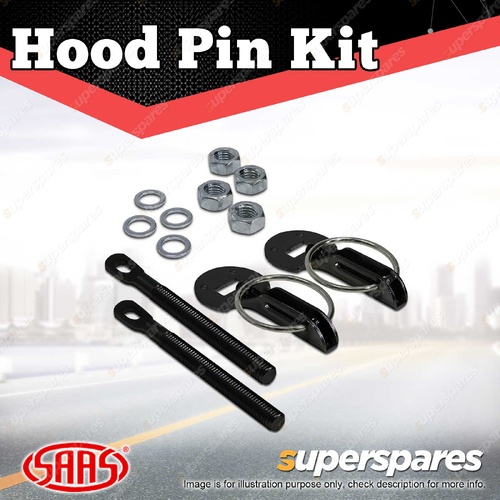 SAAS Hood Pin Kit Black Universal Hood Pins Lock Mount Bonnet Latch Kit Racing