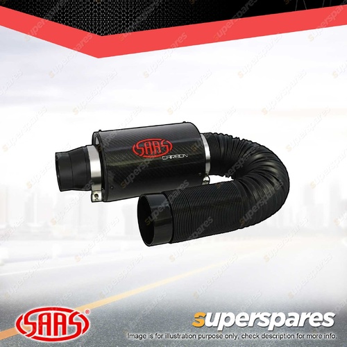 SAAS Carbon Gloss Cold Air Box Filter Kit 76mm Inlet/Outlet with Brackets