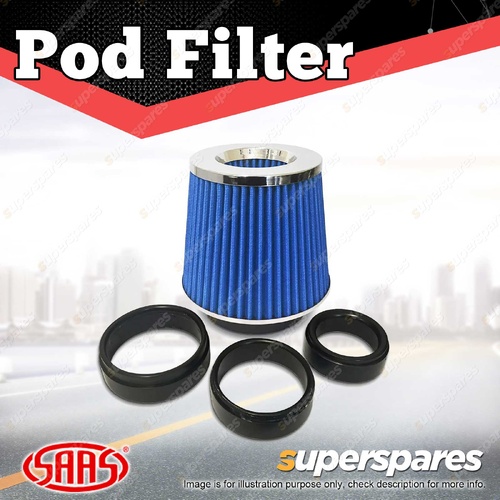 SAAS Pod Filter Blue 60-76-89-100mm Multifit Neck Collar with Hose Clamps