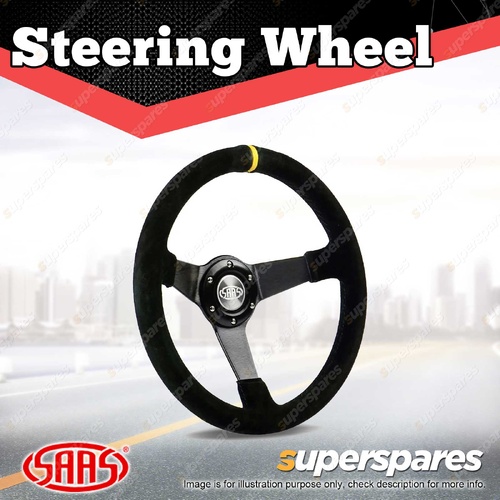 SAAS Steering Wheel 14 Inch Black Spoke Suede Drifter ADR Approved
