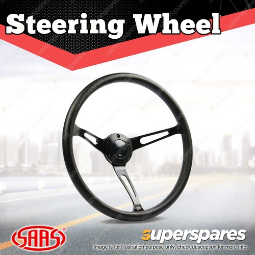 SAAS Steering Wheel 15 Inch Poly Classic Deep Dish Black Alloy Slots