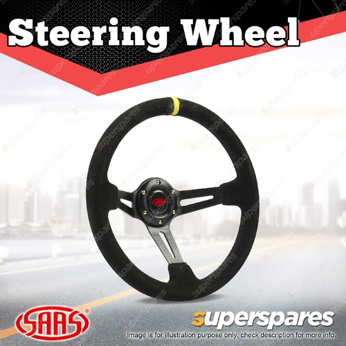 SAAS Steering 14 Inch Wheel Suede Deep Dish Black Slotted + Indicator