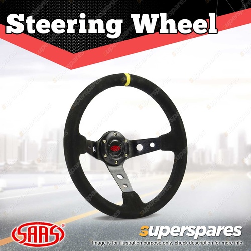 SAAS Steering 14 Inch Wheel Suede GT Deep Dish Black With Holes + Indicator