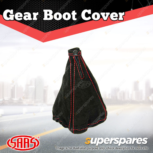 SAAS Suede Gear Shift Boot Cover Black Double-stitched with Small Snap Button