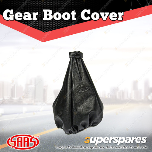 SAAS Vinyl Gear Shift Boot Cover Black Double-stitched with Small Snap Button