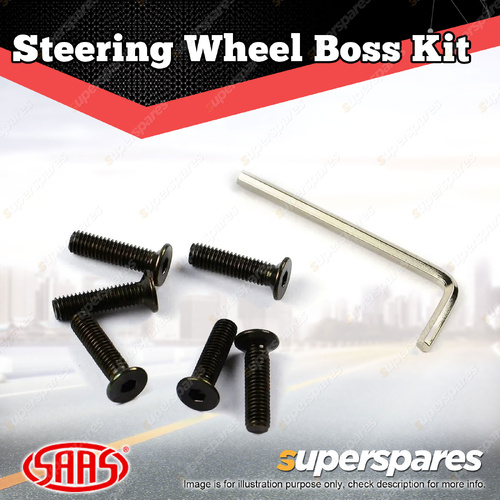 SAAS Steering Wheel Boss Kit Black Allen Key Screws Suit Gen 2 Wheels Pack of 6