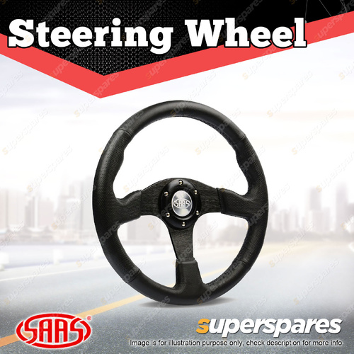 SAAS Steering Wheel Leather 14 inch Black Brushed Finished Spokes ADR Compliant