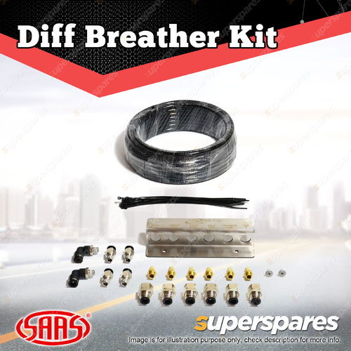 SAAS Diff Breather Kit Stainless Steel Labelled 6 Port Manifold 1/8 BSP