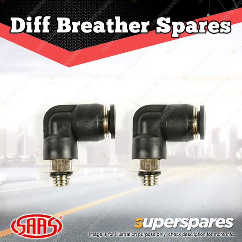 SAAS Diff Breather Quick Connect Fitting Elbow M8 Port Thread - in a Pack of 2