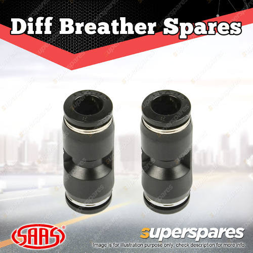 SAAS Diff Breather Quick Connect Joiners Suits 8mm Poly Pipe - in a Pack of 2
