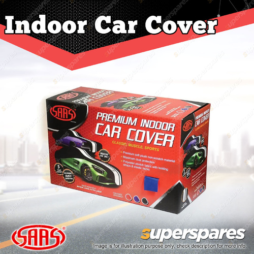 SAAS Car Cover Indoor Breathable Classic Medium 4.5m Blue With White Stripes