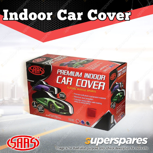 SAAS Car Cover Indoor Breathable Classic Medium 4.5m Red With White Stripes