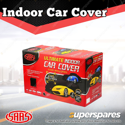 SAAS Car Cover Indoor Classic Ultra 4 Way 5.3m-5.6m Black Finish with SAAS Logo