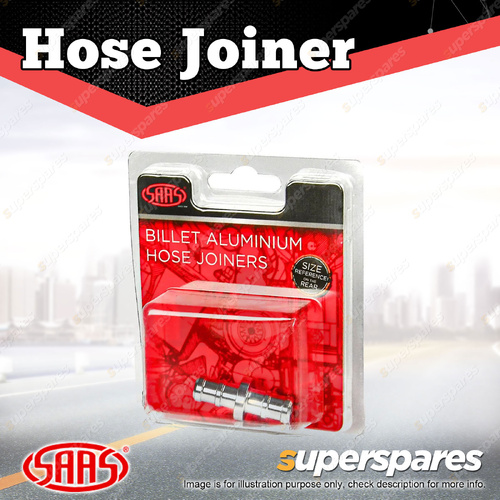 SAAS Hose Joiner Billet Aluminium Machined 10mm Barb End Finish Secure Clamping