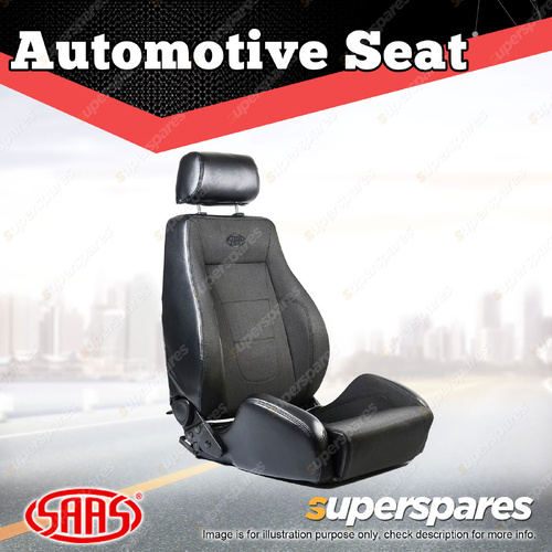 SAAS Premium Sports Seat 4x4 Black Cloth with PU Trim Dual Recliner ADR