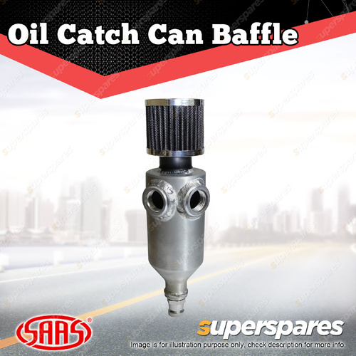 SAAS Oil Catch Can Baffle Dual - 12 AN Female Outlet Raw Aluminium Finish 500mL