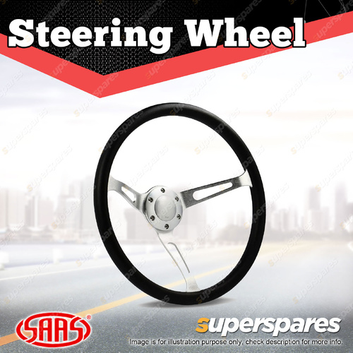 SAAS Steering Wheel Poly 15 inch Classic Deep Dish Brushed Alloy Slotted